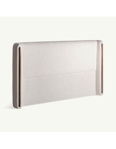 Cabezal Vilde en poliéster blanco roto y madera...