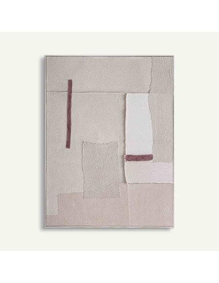 Cuadro Zilia en lienzo blanco roto y marco de madera de pino – Vical Home | 120x5x160 cm