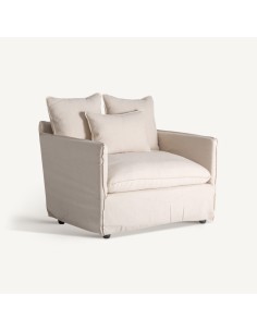 Sillón Pugnac de Lino Beige – Estilo Contemporáneo |...