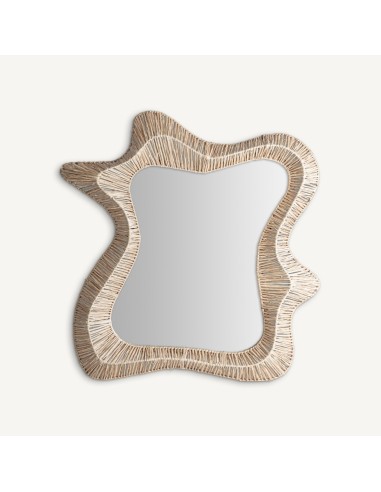 Espejo Decorativo en Rafia Marrón con Marco de Madera DM – Vical Home