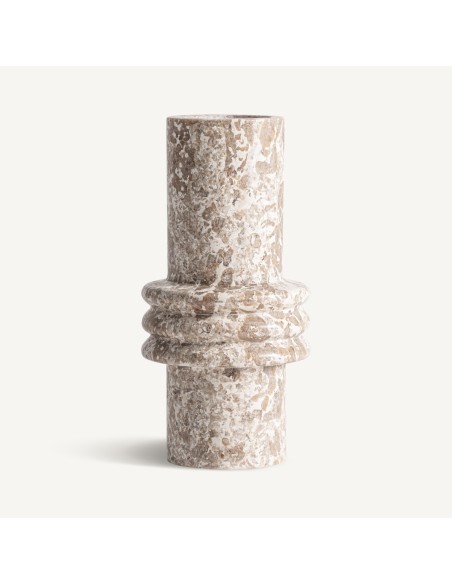 Jarrón Trava Pequeño en Mármol Beige Mate – Estilo Contemporáneo | Vical Home