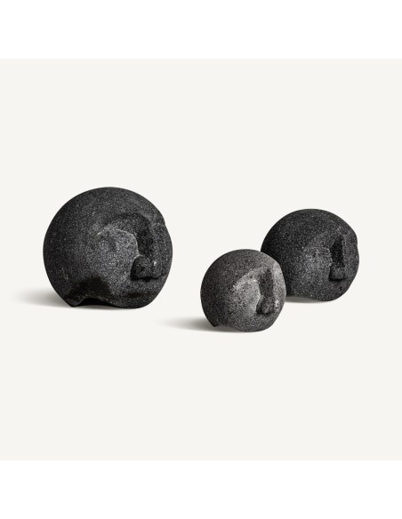 Figura Decorativa Juego de 3 en Piedra Volcánica Negra – Vical Home