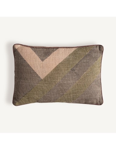 Cojín Anzaty de yute beige con fibra natural en tonos verdes – Vical Home | 60x20x40 cm