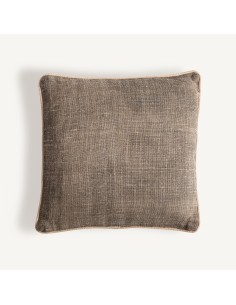Cojín Calisto de yute beige con fibra natural verde –... 2