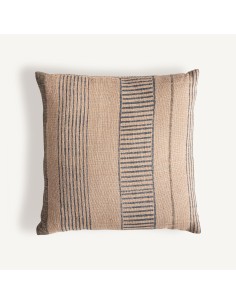 Cojín Khepri de yute beige con fibra natural negra –...
