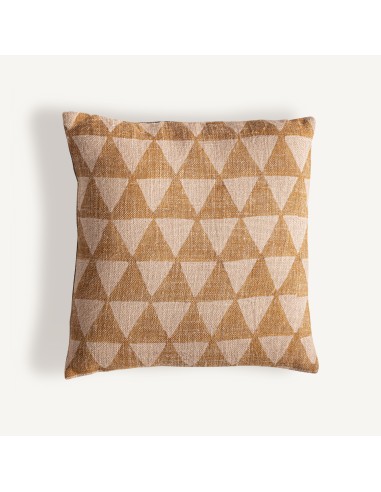 Cojín Khonsu de yute beige y fibra natural ocre – Vical Home | 45x20x45 cm