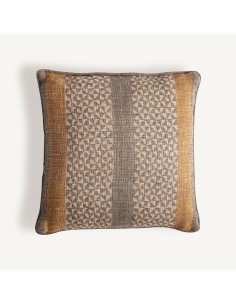 Cojín Narmer de yute beige con fibra natural en ocre y...