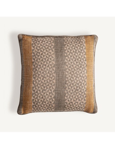 Cojín Narmer de yute beige con fibra natural en ocre y verde – Vical Home | 45x20x45 cm