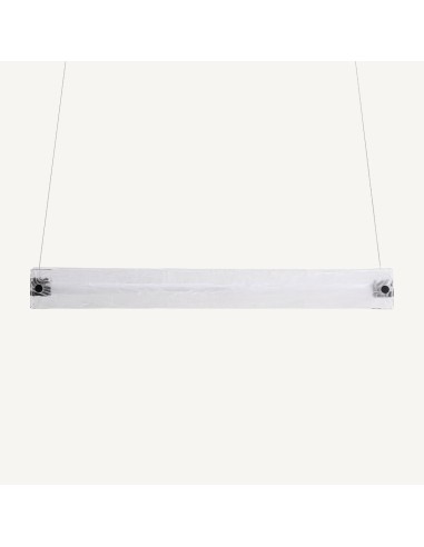 Lámpara de Colgar en Cristal Blanco Texturizado y Acero Negro – Vical Home