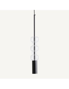 Lámpara de Colgar en Cristal Transparente y Acero Negro –...