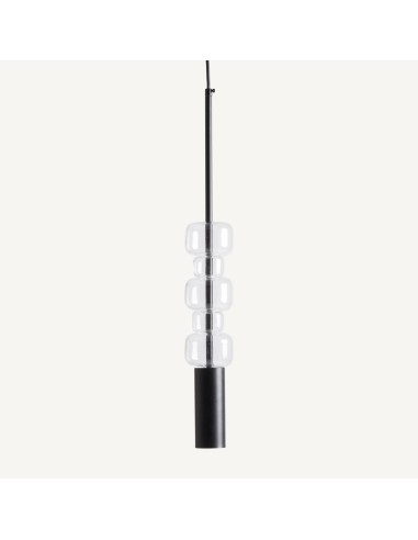 Lámpara de Colgar en Cristal Transparente y Acero Negro – Vical Home