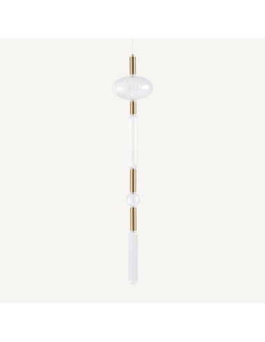 Lámpara de Colgar en Cristal Transparente y Acero Bronce – Vical Home