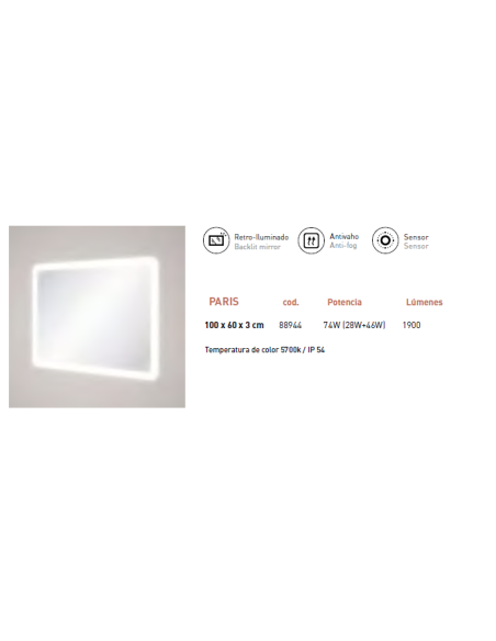 Espejo Paris 100x60 de Visobath