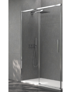 Mampara frontal corredera cromo 160cm serigrafiada