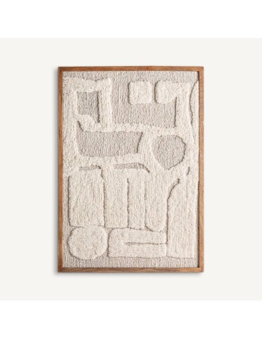 Cuadro Triton Contemporáneo en Algodón Beige y Madera de Mango – Vical Home
