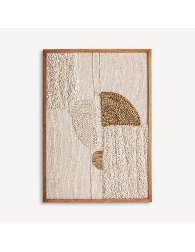 Cuadro Tum Contemporáneo en Algodón Tonos Neutros y Madera de Mango – Vical Home
