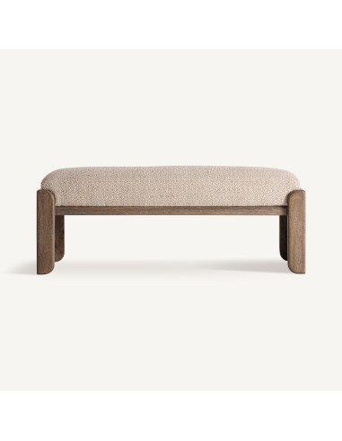 Pie de Cama Liermo Contemporáneo en Yute Blanco Roto y Madera de Mango – Vical Home