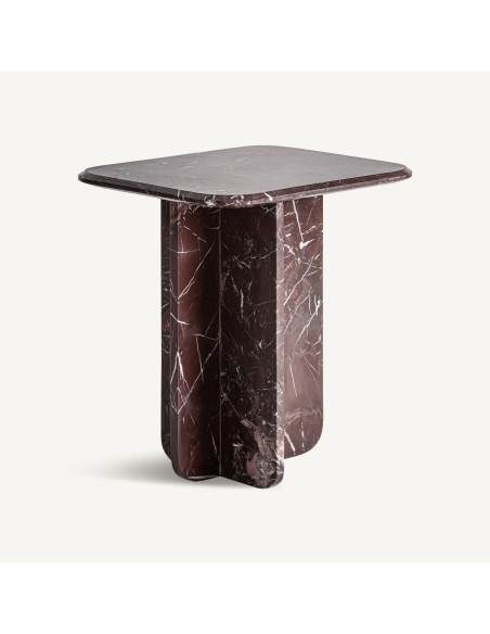 Mesa Auxiliar Bourg Contemporánea en Mármol Burdeos Brillo – Vical Home