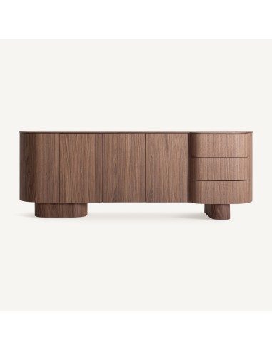 Aparador Kexby Contemporáneo en Madera DM Marrón con Chapa de Nogal – Vical Home