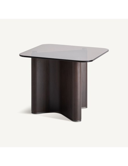 Mesa Auxiliar Bransby de Madera Negra y Cristal Gris – Vical Home