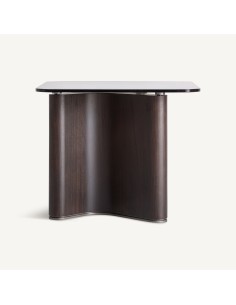 Mesa Auxiliar Bransby de Madera Negra y Cristal Gris –...