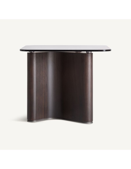 Mesa Auxiliar Bransby de Madera Negra y Cristal Gris – Vical Home