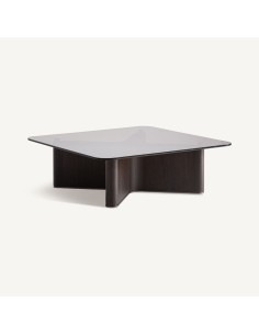 Mesa de Centro Bransby en Madera Negra y Cristal Gris –... 2