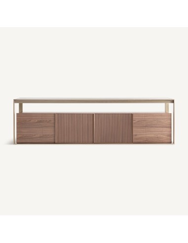Mueble TV Aisby en Madera de Fresno y Cristal Marrón – Vical Home