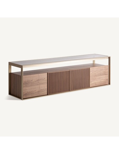Mueble TV Aisby en Madera de Fresno y Cristal Marrón – Vical Home