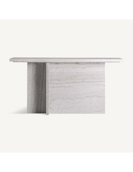 Consola Khat de Vical Home – Mármol Blanco Roto de Estilo Contemporáneo