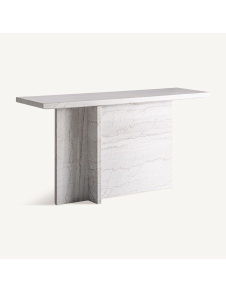 Consola Khat de Vical Home – Mármol Blanco Roto de Estilo Contemporáneo