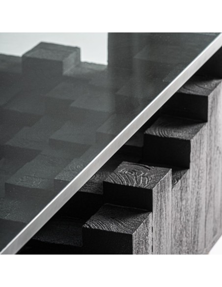 Mesa de Centro PÈTRIA VicalDesign 98x98x32 cm – Piedra y Cristal en Equilibrio