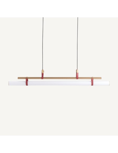 Lámpara de Colgar Ahumada con Acero Bronce y Polipiel Terracota – VICAL HOME