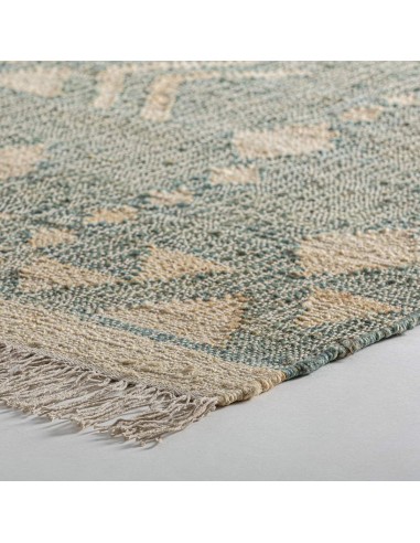 Alfombra Kozakura de Yute Azul y Algodón Beige...