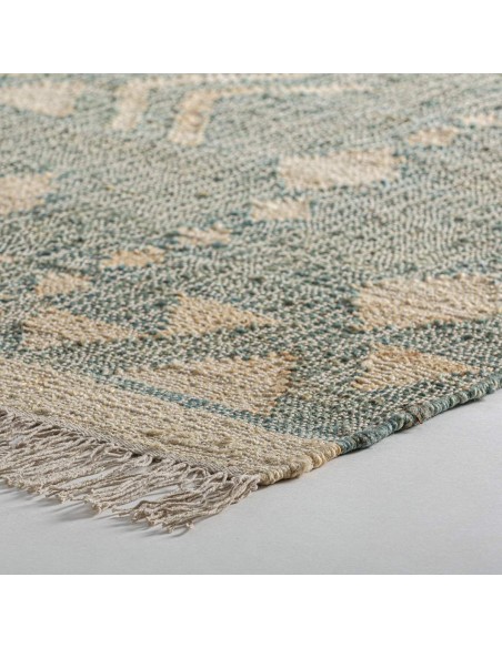 Alfombra Kozakura de Yute Azul y Algodón Beige – VICAL HOME Estilo Clásico