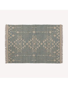 Alfombra Kozakura de Yute Azul y Algodón Beige – VICAL...