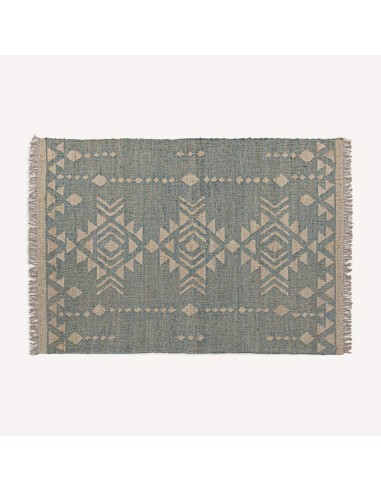Alfombra Kozakura de Yute Azul y Algodón Beige – VICAL HOME Estilo Clásico