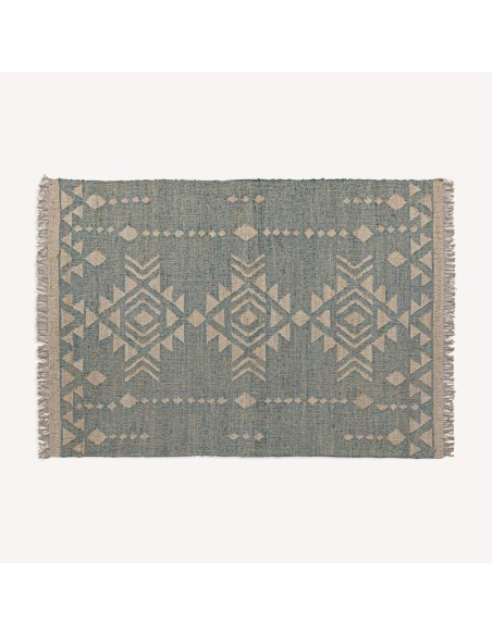 Alfombra Kozakura de Yute Azul y Algodón Beige – VICAL HOME Estilo Clásico