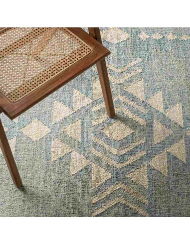 Alfombra Kozakura de Yute Azul y Algodón Beige...