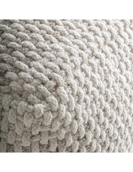 Puff Koto Clásico de Lana Blanco Roto y Espuma Gris – Desenfundable | VICAL HOME