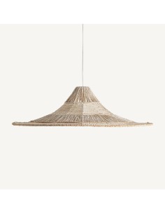 Lámpara de Colgar Boho Grande en Yute Beige y Blanco Roto...