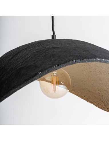 Lámpara de Colgar en Hierro Negro y Papel Maché...