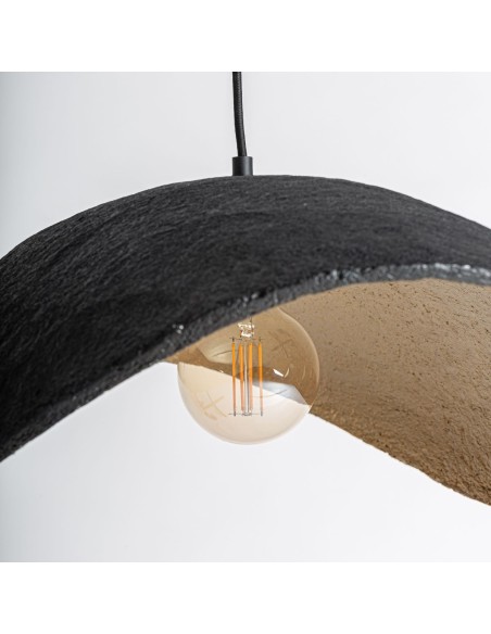 Lámpara de Colgar en Hierro Negro y Papel Maché Bronce | VICAL HOME