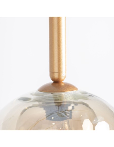 Lámpara Colgante de Cristal Gris Ahumado y Acero Dorado – Vical Home