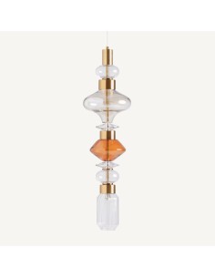 Lámpara Colgante de Cristal en Tonos Neutros Ahumado y...