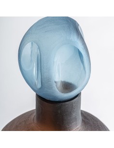 Jarrón Mei Estrecho de Vidrio Marrón y Azul – Vical Home 2