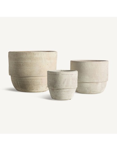 Set de 3 Maceteros de Arcilla Blanca Envejecida – Vical Home