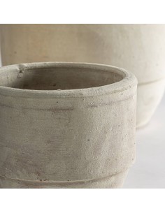 Set de 3 Maceteros de Arcilla Blanca Envejecida – Vical Home 2