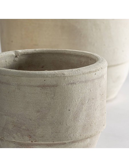 Set de 3 Maceteros de Arcilla Blanca Envejecida – Vical Home