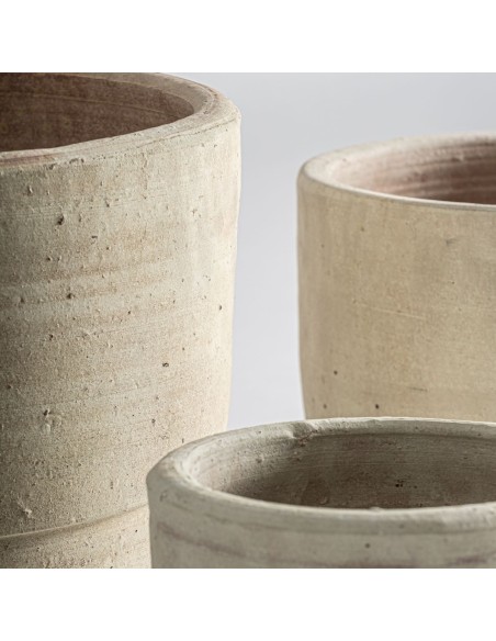 Set de 3 Maceteros de Arcilla Blanca Envejecida – Vical Home